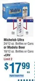 Smart & Final Michelob Ultra or Modelo Beer offer