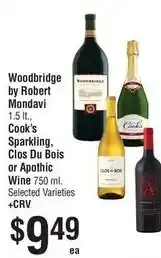 Smart & Final Woodbridge by Robert Mondavi, Cook's Sparkling, Clos Du Bois or Apothic Wine offer