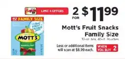 ShopRite Mott's Fruit Snacks Family Size offer