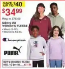 Dunham's Sports Champion men's or women's fleece offer