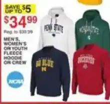 Dunham's Sports Ncaa men's women's or youth fleece hoodie or crew offer