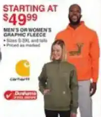 Dunham's Sports Carhartt men's or women's graphic fleece offer