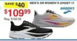 Dunham's Sports Brooks men's or women's ghost 17 offer