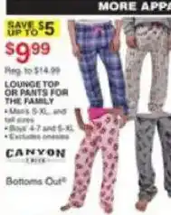 Dunham's Sports Canyon lounge top or pants for the family offer