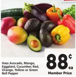 Vons Hass Avocado, Mango, Eggplant, Cucumber, Red, Orange, Yellow or Green Bell Pepper offer