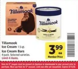 Vons Tillamook ice cream bars offer