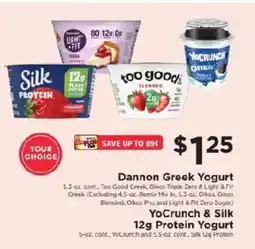 ShopRite Your Choice Dannon Greek Yogurt YoCrunch & Silk offer