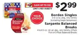 ShopRite Borden Singles Sargento Balanced Breaks offer
