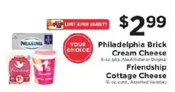 ShopRite Philadelphia Brick Cream Cheese or Friendship Cottage Cheese offer