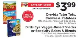ShopRite Ore-Ida Tater Tots, Crowns & Potatoes offer