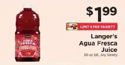 ShopRite Langer's Agua Fresca Juice offer