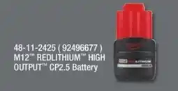 Fastenal Milwaukee M12 Redlithium High Output CP2.5 Battery offer