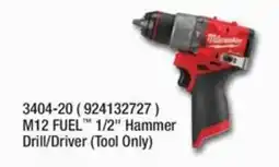 Fastenal Milwaukee M12 FUEL 1/2" Hammer Drill/Driver offer