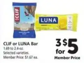 Vons Clif or Luna Bar offer