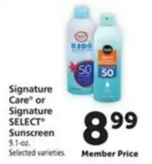 Vons Signature Care or Signature Select Sunscreen offer