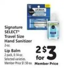 Vons Signature Select Travel Size Hand Sanitizer offer
