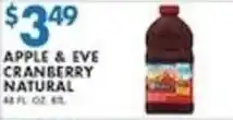 Associated Apple & Eve cranberry natural offer