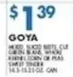 Associated Goya mixed sliced nuts, cut or in bland, whole kernel corn or peas, sweet singer offer