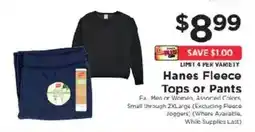 ShopRite Hanes Fleece Tops or Pants offer