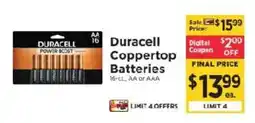 ShopRite Duracell Coppertop Batteries offer