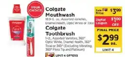 ShopRite Colgate mouthwash or colgate toothbrush offer