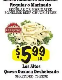 La Michoacana Los Altos Regular or Marinated Boneless Beef Chuck Steak offer