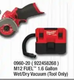 Fastenal Milwaukee M12 FUEL 1.6 Gallon Wet/Dry Vacuum offer