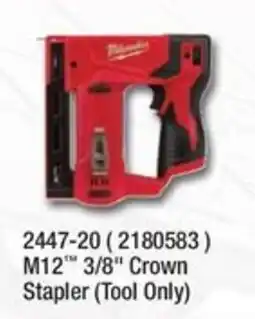 Fastenal Milwaukee M12 3/8" Crown Stapler offer