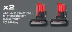 Fastenal M12 Redlithium High Output XC5.0 Battery offer