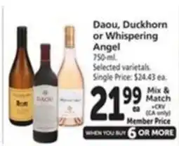 Vons Daou, Duckhorn or Whispering Angel offer