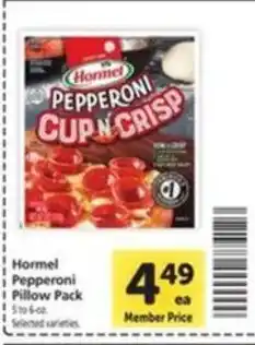 Vons Hormel pepperoni pillow pack offer