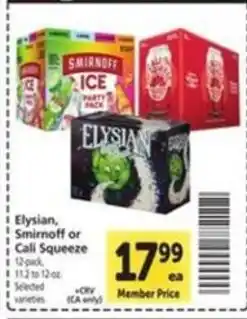Vons Elysian, Smirnoff or Cali Squeeze offer