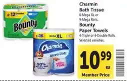 Vons Charmin Bath Tissue and Bounty Paper Towels offer