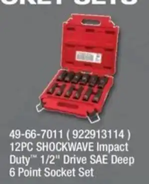 Shockwave 1/2" Drive SAE Deep 6 Point Socket Set