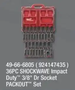 Fastenal 36pc shockwave impact duty 3/8" dr socket packout set offer