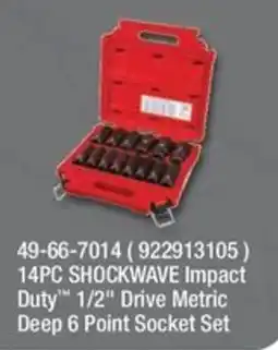 Fastenal Shockwave 14pc Impact Duty 1/2" Drive Metric Deep 6 Point Socket Set offer