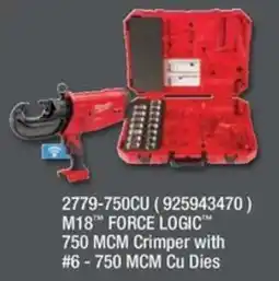 Fastenal M18 Force Logic 750 MCM Crimper with #6 - 750 MCM Cu Dies offer