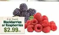 Lakeview Grocery Sweet Blackberries or Raspberries offer