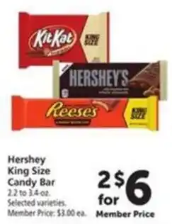 Vons Hershey King Size Candy Bar offer