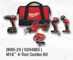 Fastenal Milwaukee M18 4-Tool Combo Kit offer