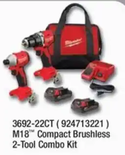 Fastenal Milwaukee M18 Compact Brushless 2-Tool Combo Kit offer