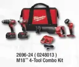 Fastenal Milwaukee M18 4-Tool Combo Kit offer