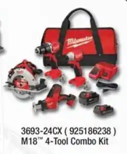 Fastenal Milwaukee M18 4-Tool Combo Kit offer