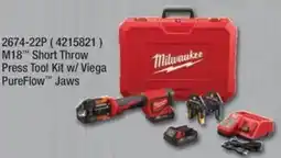 Fastenal Milwaukee M18 Short Throw Press Tool Kit w/ Viega PureFlow Jaws offer