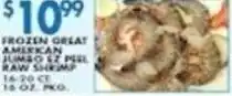 Associated Frozen great american jumbo 12 peel raw shrimp offer