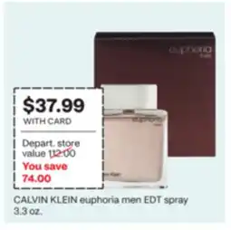 CVS CALVIN KLEIN euphoria men EDT spray, 3.3 oz offer