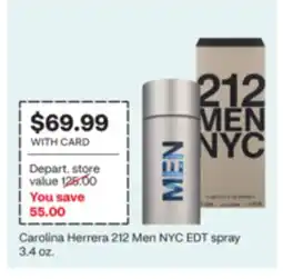 CVS Carolina Herrera 212 Men NYC EDT spray 3.4 oz offer
