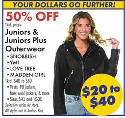 Boscov's Juniors & Juniors Plus Outerwear offer