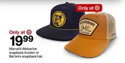 Target Marvel's Wolverine snapback trucker or flat brim snapback hat offer