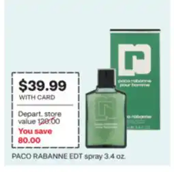 CVS PACO RABANNE EDT spray 3.4 oz offer